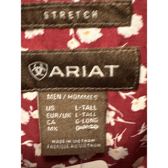 Ariat Pro Series Stretch Shirt Mens Large Tall Work Western Cowboy Spandex Red - Picture 3 of 5
